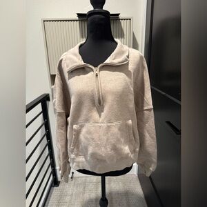Beige Quarter-Zip Sweatshirt